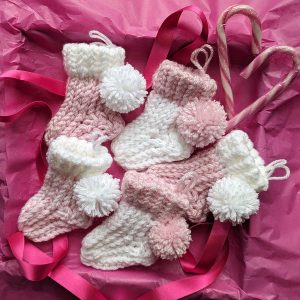 Pink Xmas Tree Decoration Bundle of 5