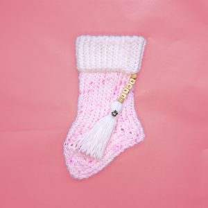 Small Pink Dot Xmas Stocking with Glitter
